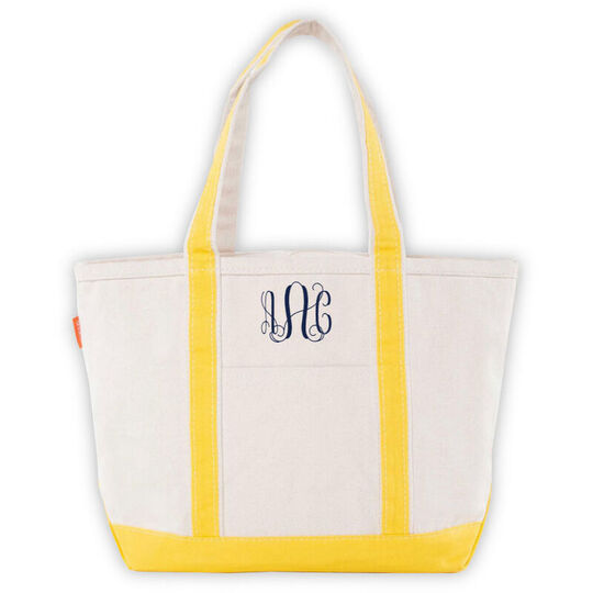 Personalized Medium Yellow Trimmed Boat Tote
